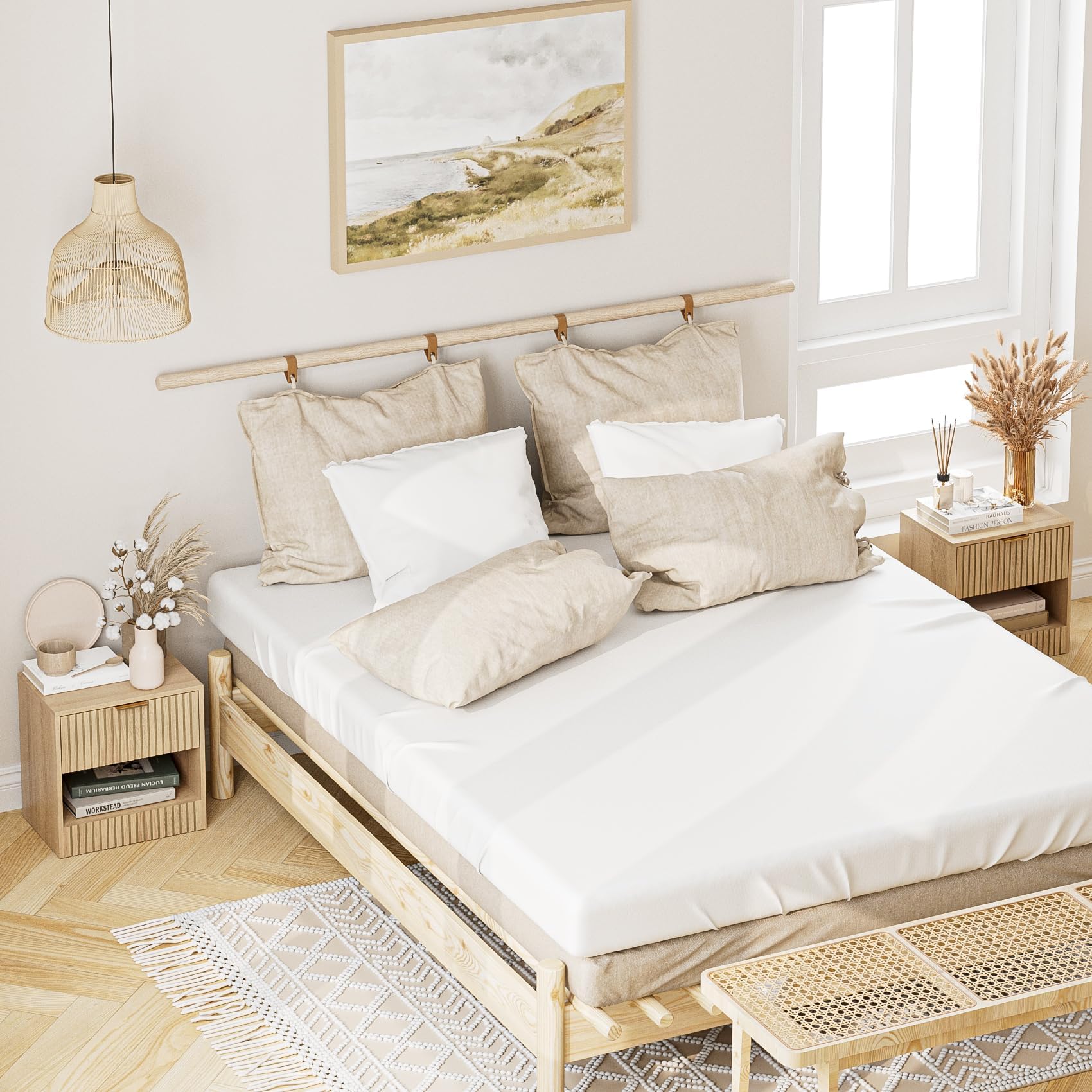 HEYZOEY Klein Nachttisch Eiche mit Schublade & Fach, Modern Beistelltisch