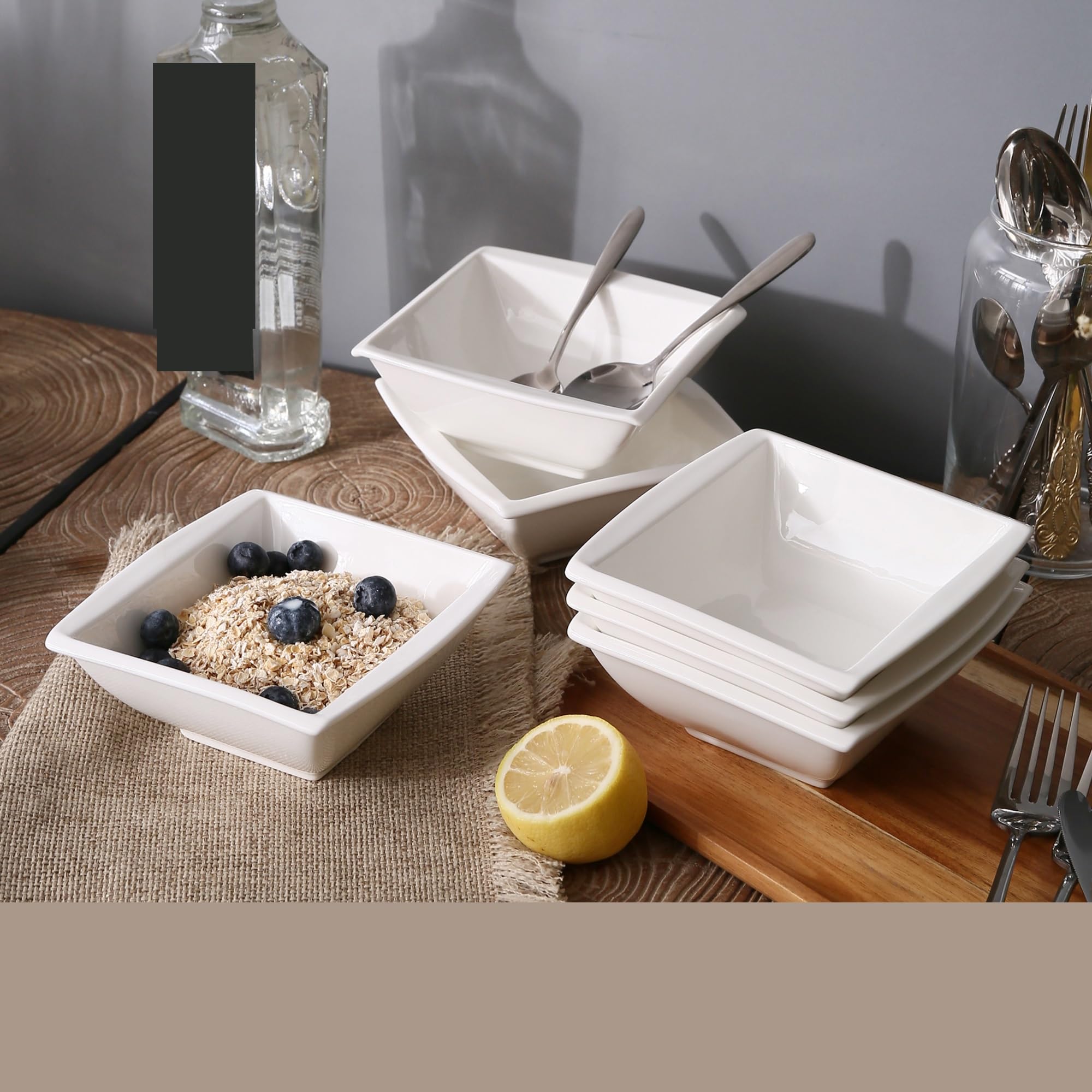 Talerz obiadowy talerze 6-częściowy 14,6 cm biała porcelana Chiny ceramiczne kremowe miski na płatki sałatkowe zupa sałatkowa (14. * 14,6 cm) talerz obiadowy do układania w stos