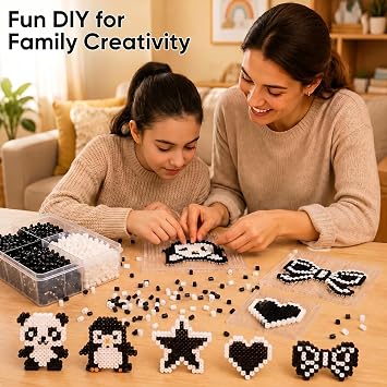 2000 Pcs Fuse Beads 5 mm, Black White Ironing Beads for DIY Crafts