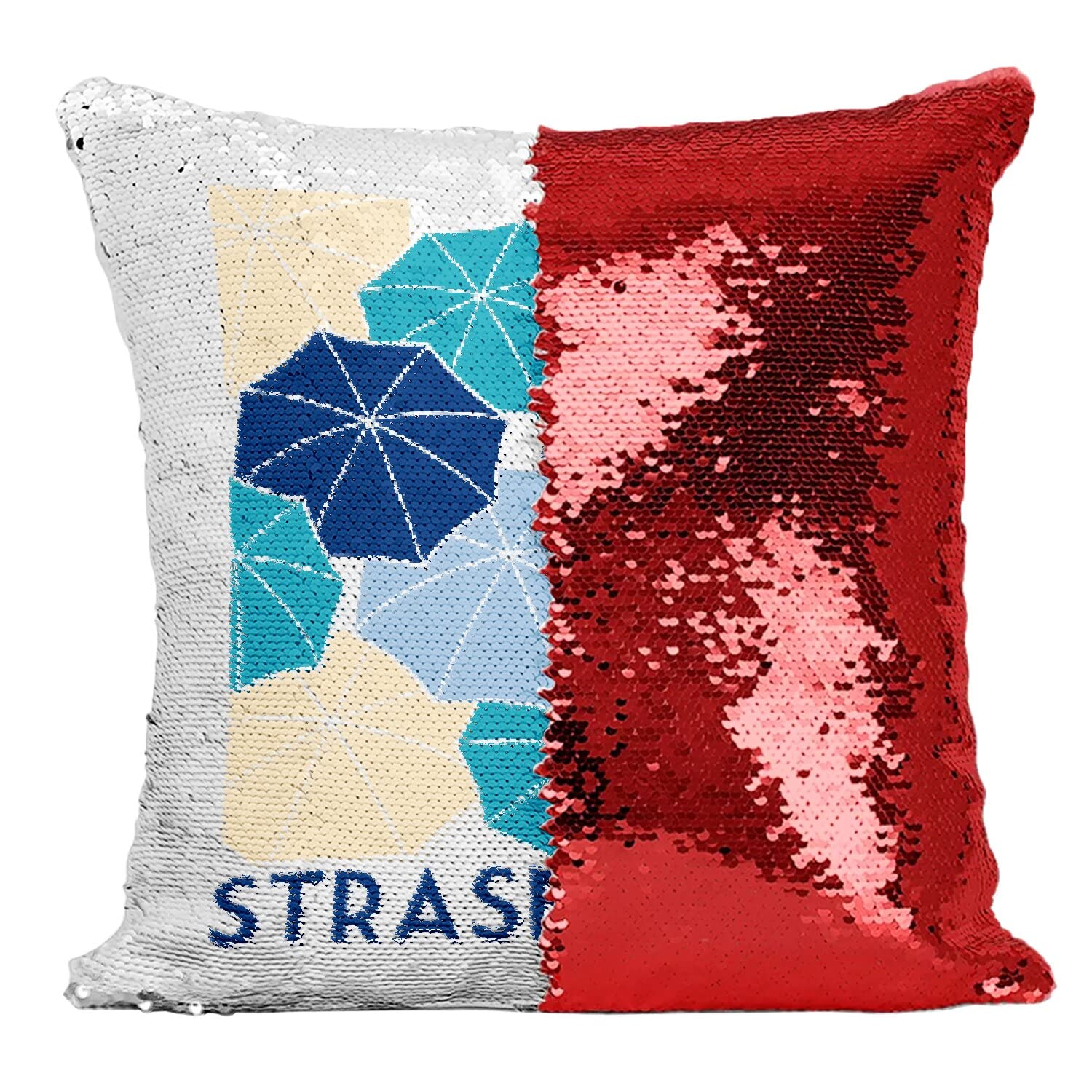 Coussin Sequin Paillettes Rouge Strasbourg Emblèmes de la Ville