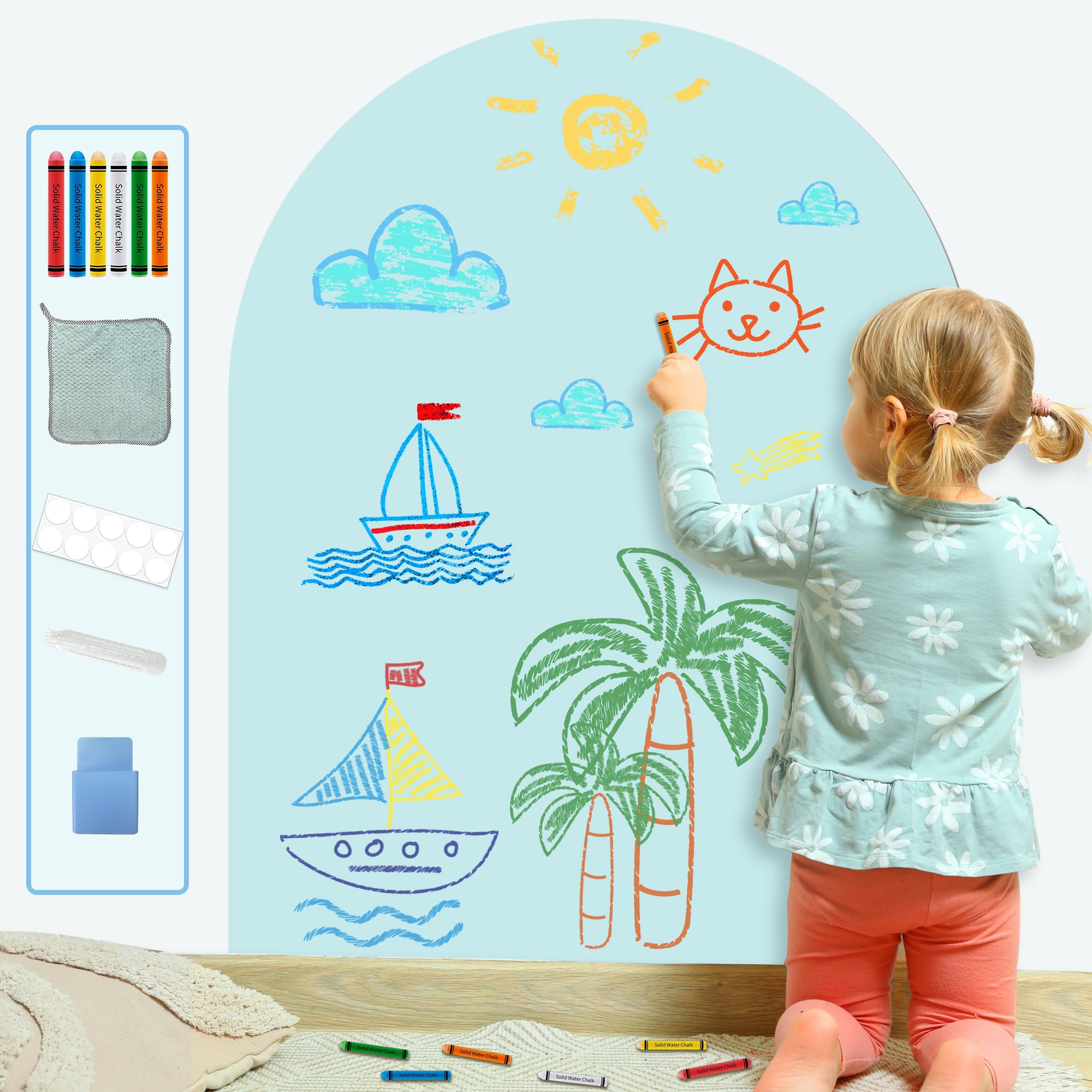 Magnet Wall for Kids Magnetic Wall Decal Arch for Nursery Self Adhesive Magnetic Chalkboard Walls Sticker for Toddler Magnets Contact Paper Peel and Stick for Playroom Classroom Home Decor 31.5"x39.4"
