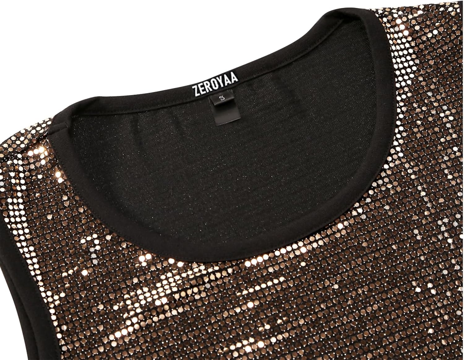 ZEROYAA Men's 70s Sequin Tank Top Shiny Disco Metallic Sleeveless Shirt - Image 3