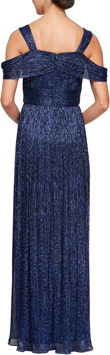 Alex Evenings Women's Long Cold Shoulder, Mother of The Bride Dress, Formal Event, Wedding Guest, (Petite and Regular Sizes) - Image 3