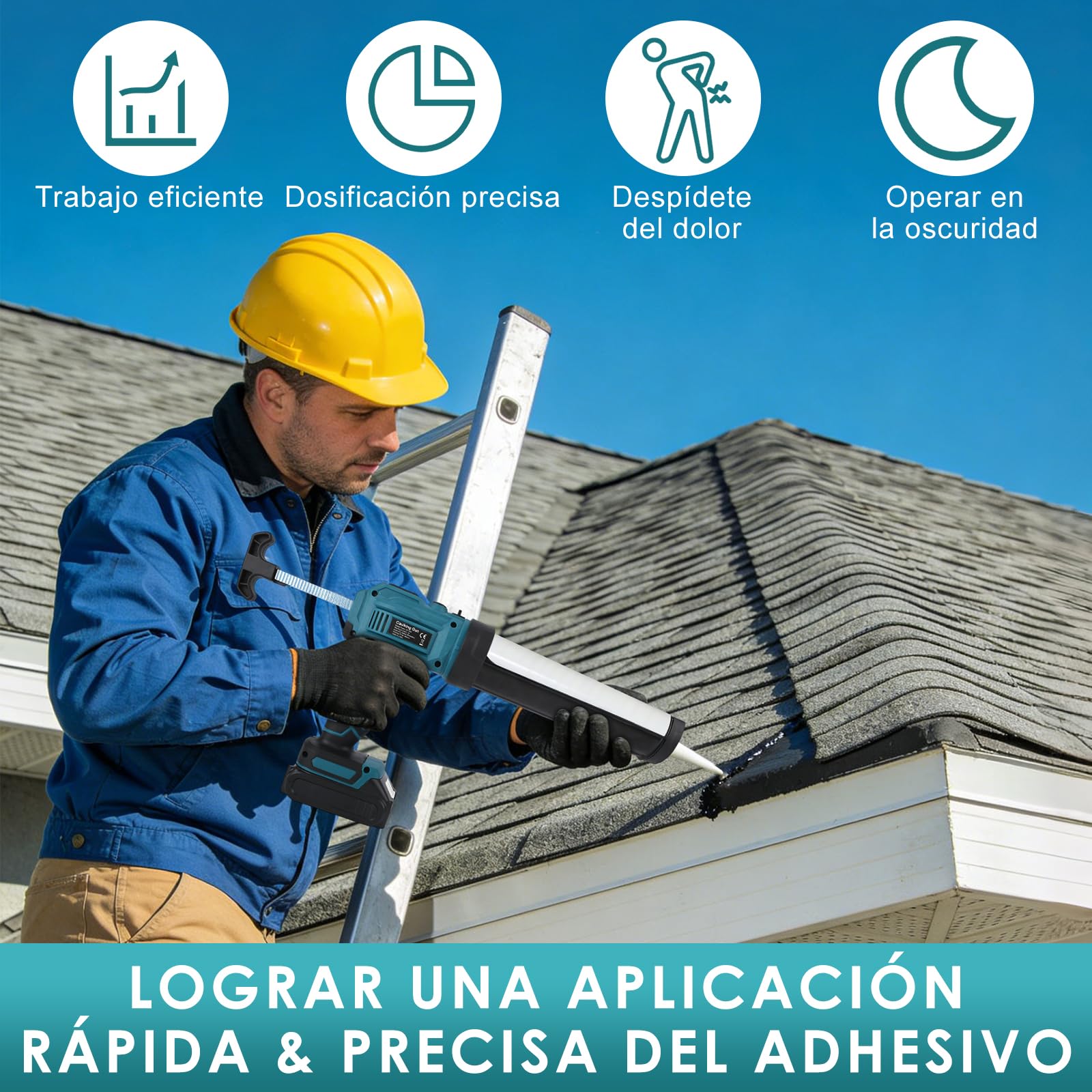Pistola de cartuchos de batería compatible con Makita batería de 18 V, luz LED, pistola de calafateo eléctrica, pistola de silicona para cartuchos de 300-310 ml (sin batería)