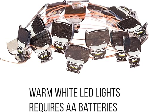 Miniatura 3 de Silver Buffalo DC Comics Batman Chibi - Cadena de luces decorativas de 20 quilates, 7 pies de largo, LED blanco cálido