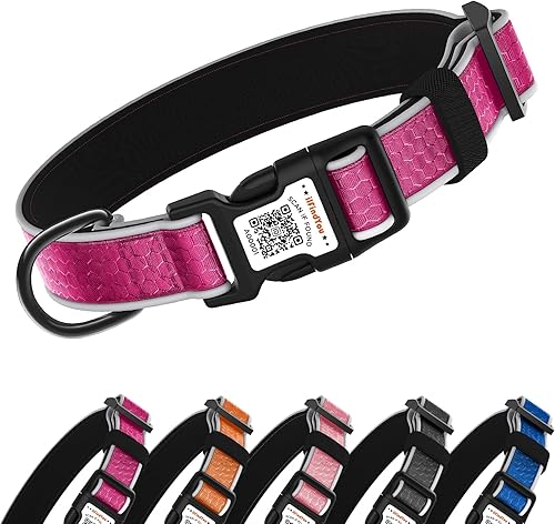 Miniatura 51 de Collar reflectante para perro con etiqueta de código QR, collar de perro personalizado, visibilidad nocturna de seguridad, función antipérdida Negro