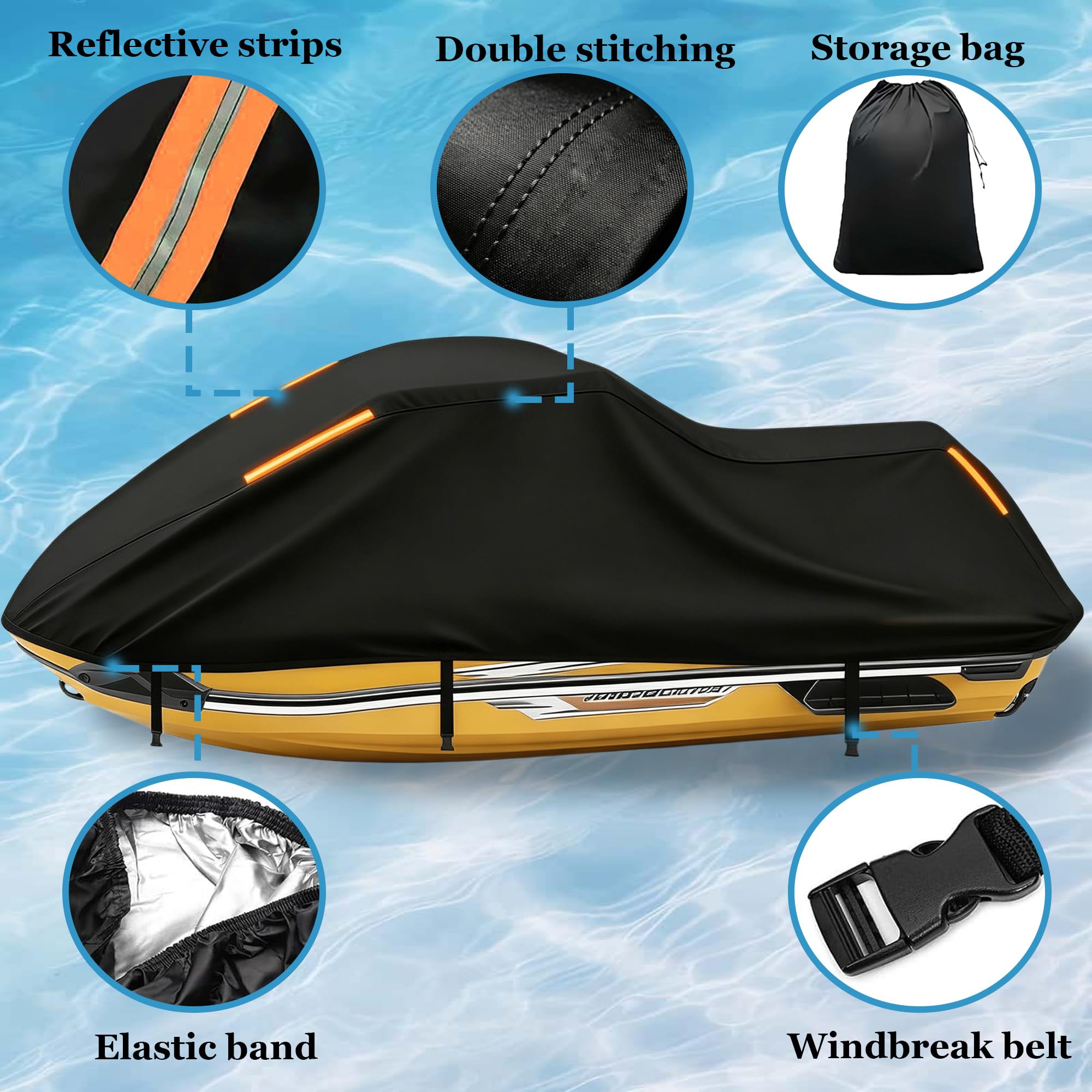 Jet Ski Abdeckungen für Yaaha GP 1300R 丨Bootsabdeckung Persenning 300D Oxford Bootsplane für Motorboote Jetski Abdeckplane Wasserdicht Bootsplane Winterfest