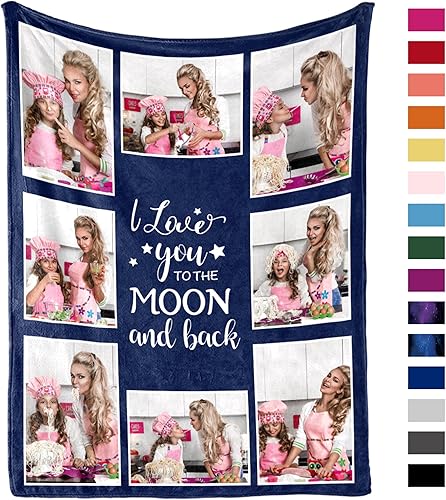 Yofair Mothers Day Blanket Gifts for Mom Custom Blanket with Picture Personalized Mother's Day Blankets Gifts Customized Photo Blanket Mom Birthday Gifts for Women 50" W x 60" L