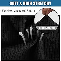 Vista 3 de Smiry Waterproof Seat Covers for Dining Room Chairs Set of 6, Stretch Jacquard Removable Washable Chair Seat Protector Cushion Slipcovers, Black