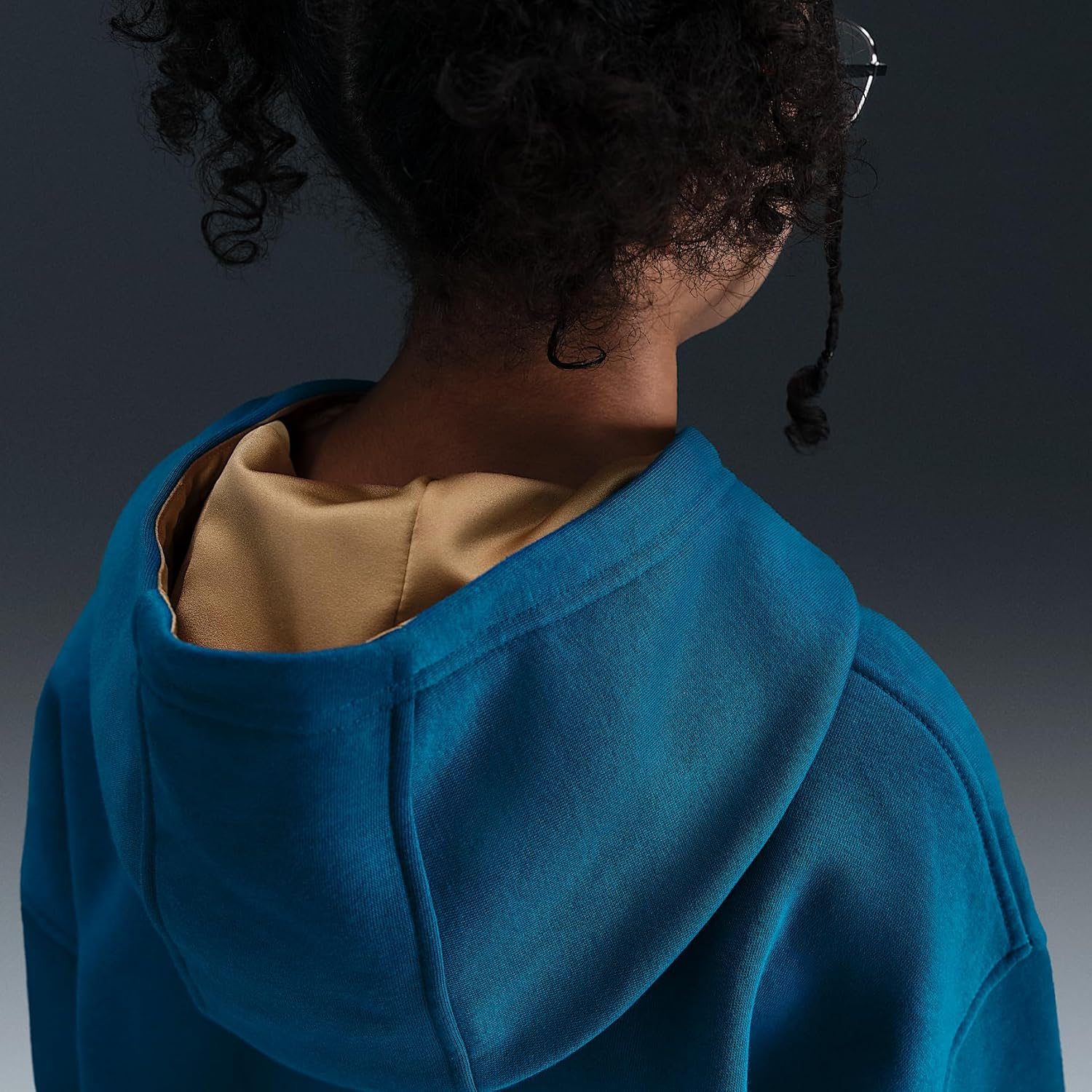 Nike Sportswear Club Fleece Big Kids' (Girls') Oversized Hoodie (Green Abyss/Mead Gold/Metallic Gold)