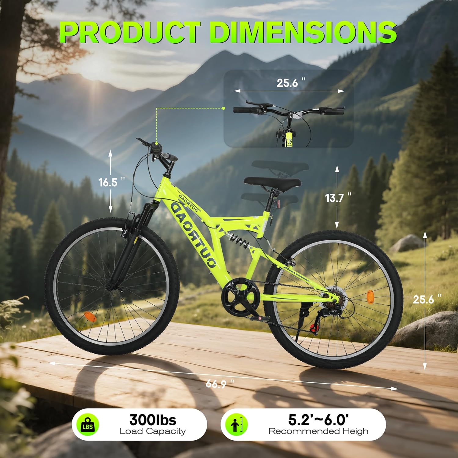 Mountain Bike for Adult Men Women, 26 Inch 7 Speed Mountian Bicycle with Dual Full Suspension, Dual V Brake MTB Bicycle, Multiple Colors