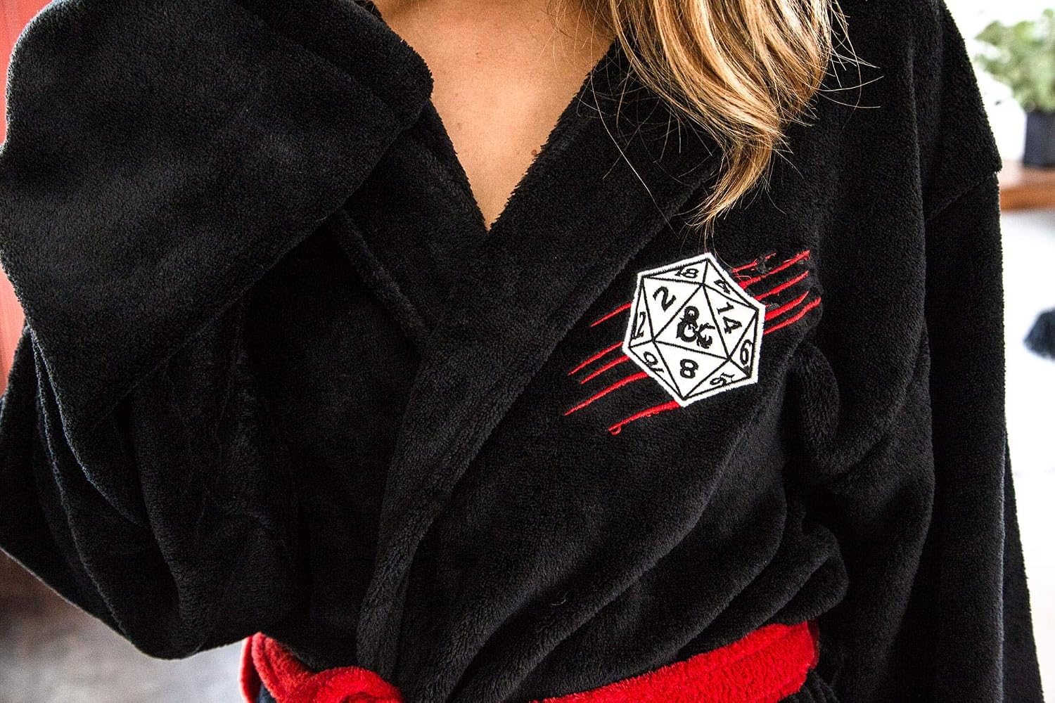 Ukonic Dungeons & Dragons Dungeon Master Hooded Bathrobe for Men And Women | Soft Plush Spa Robe | Lightweight Fleece Housecoat With Belted Tie | One Size Fits Most Adults