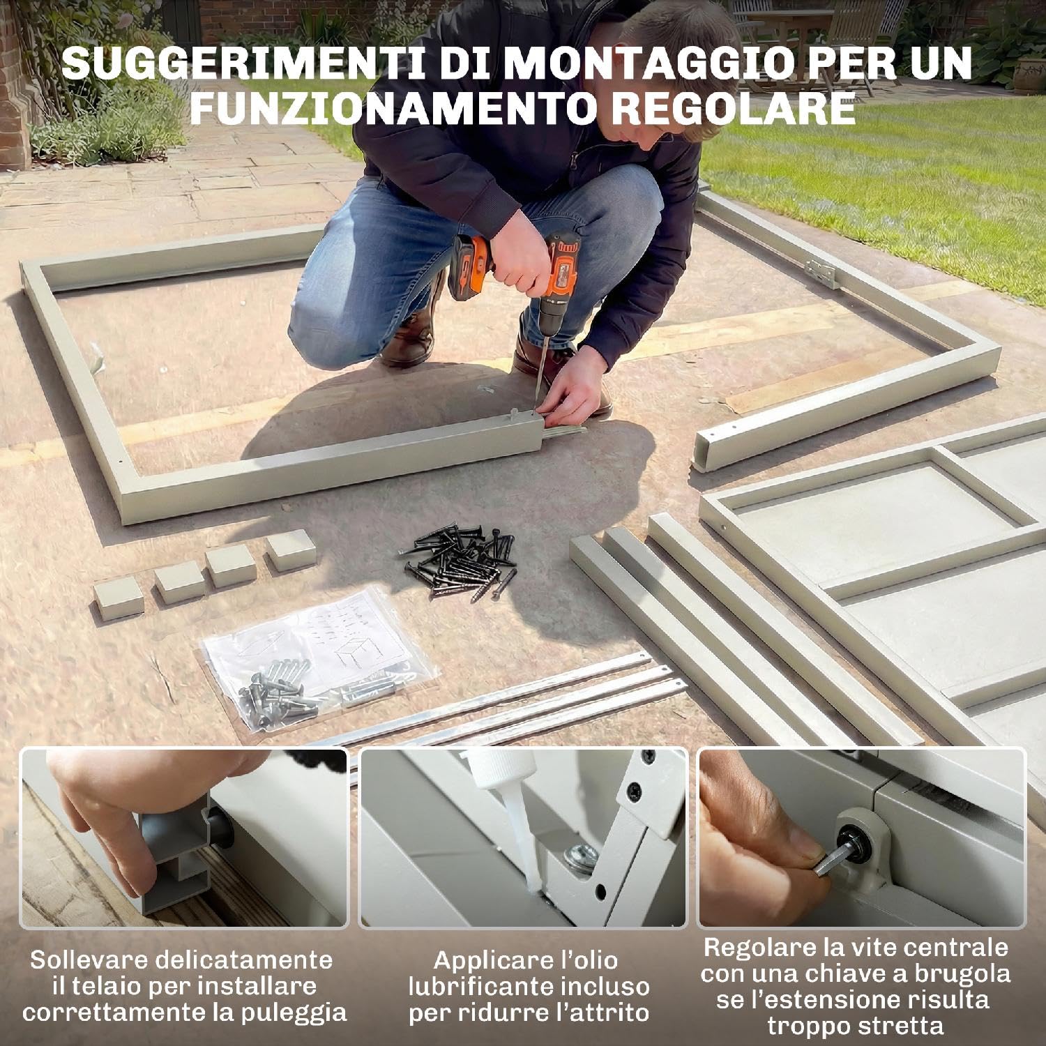 Tavolo da Esterno Giardino, Allungabile, Rettangolare, In Alluminio/Acciaio, 154-214x85x75 cm, Grigio Chiaro