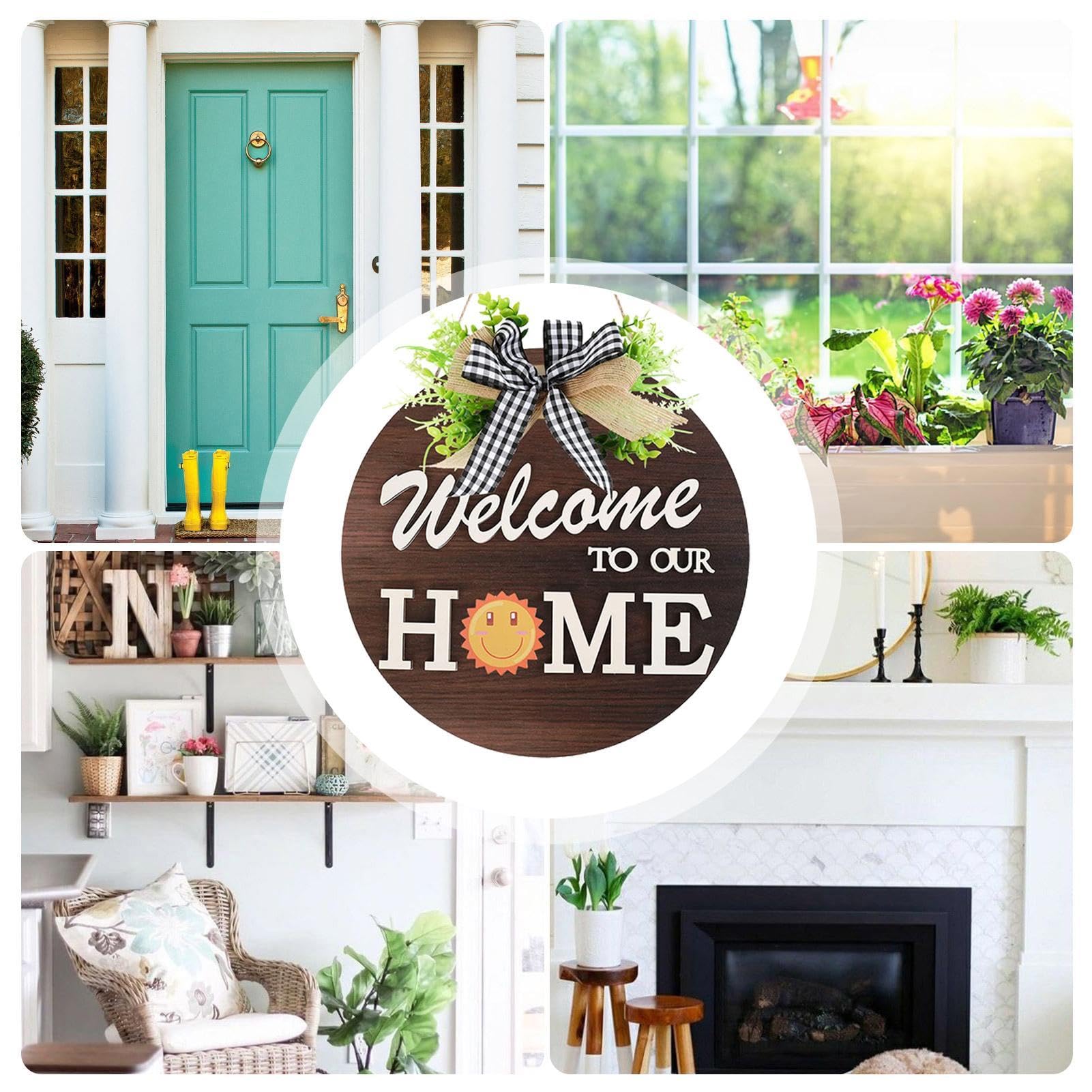 Cartel de bienvenida para la puerta de casa, cartel de bienvenida | Colgante para puerta de bienvenida a nuestro hogar | Decoración de pared moderna para puerta con símbolos intercambiables, ca