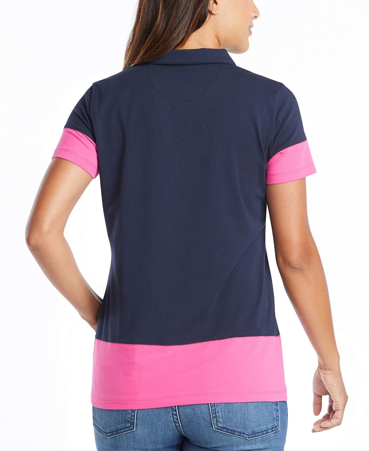 Nautica Womens Toggle Accent Short Sleeve Soft Stretch Cotton Polo Shirt - Image 3