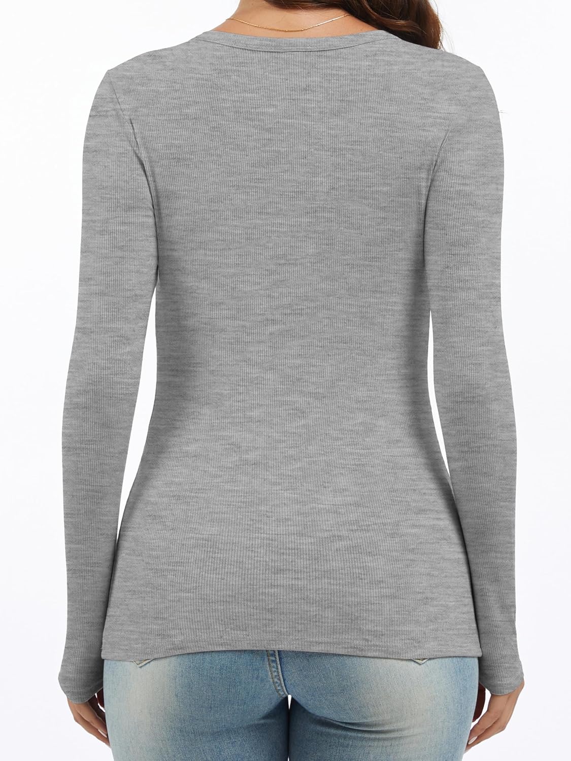 Women Long Sleeve Shirts Rib Knit Slim Fit Tops Basic Tee 2026 Fall Outfits Casual CrewneckT-Shirt Y2k Clothes - Image 5