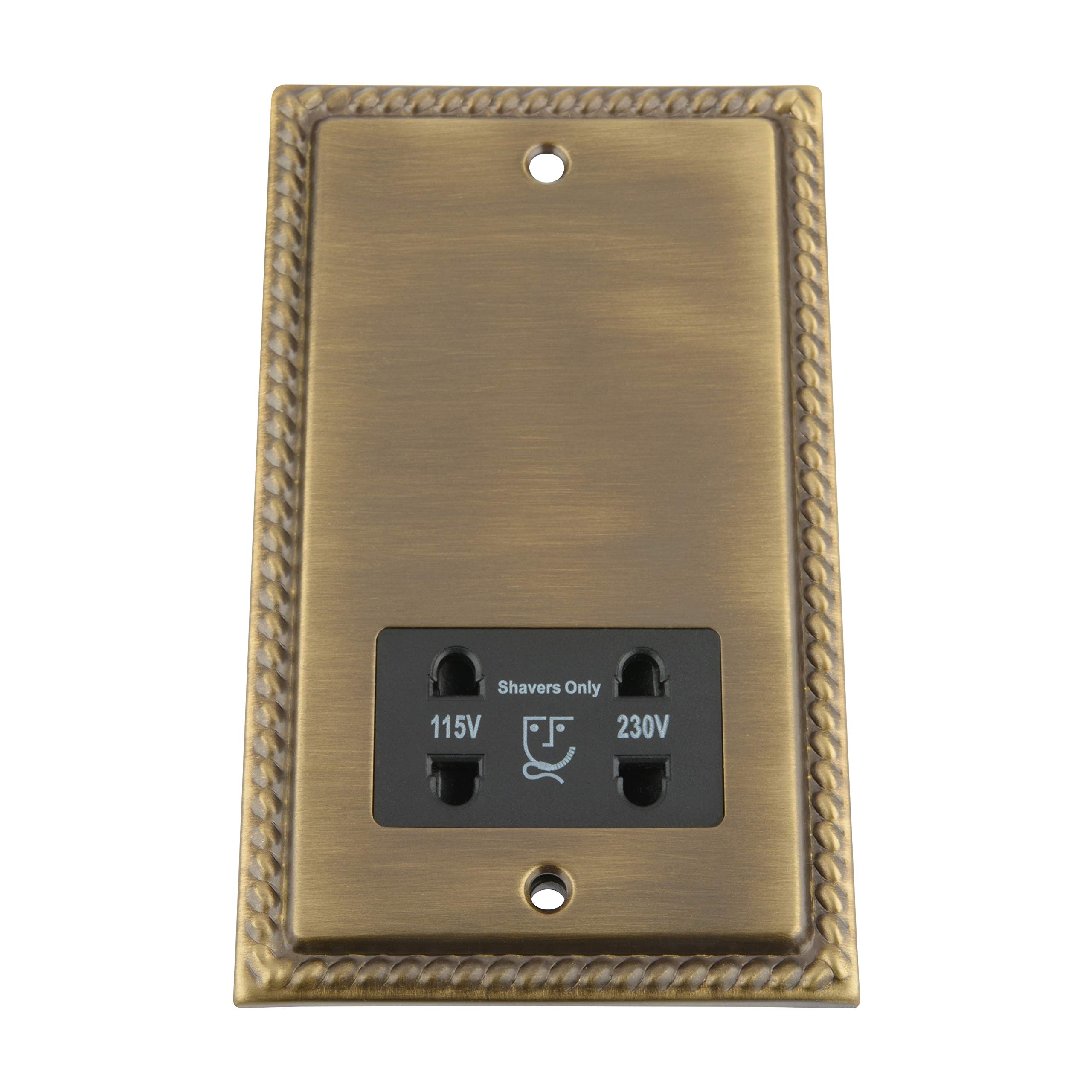 A5 Products Black Antique Brass Georgian Shaver Socket Double 115V/230V Insert