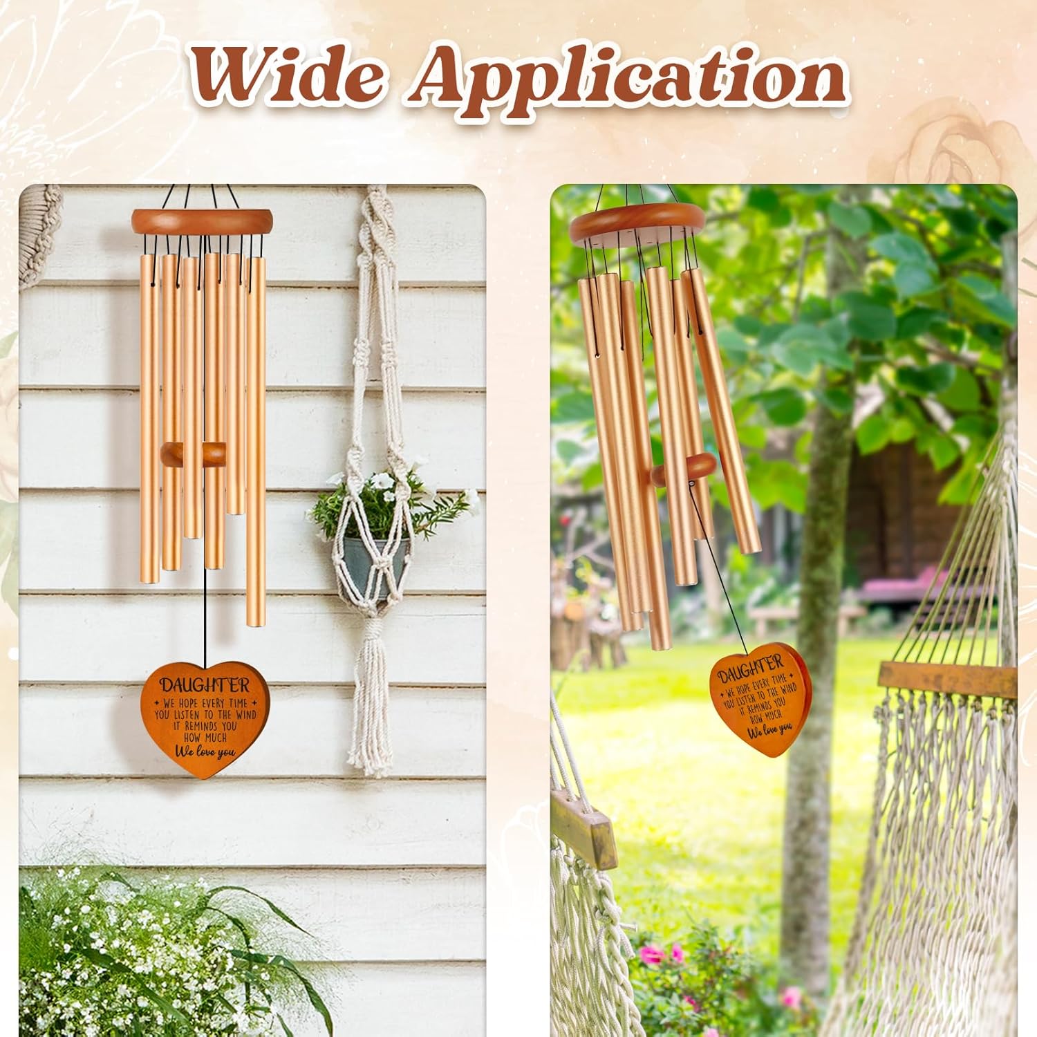 Daughter Gifts from Mom Dad, Daughter Birthday Gift - Wind Chimes, Mothers Day, Graduation, Birthday, Thanksgiving, Wedding Presents for Adult Teen, Large 36 inch