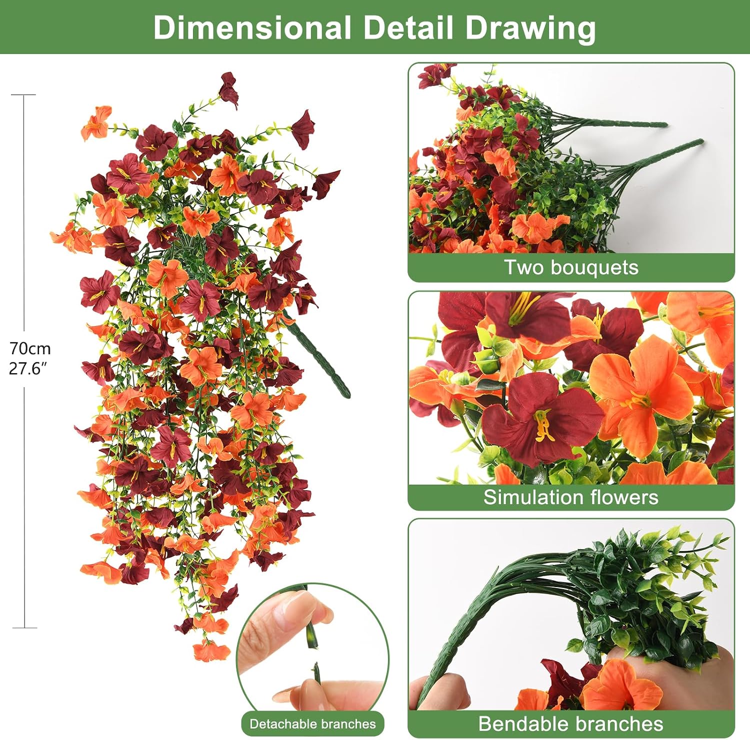 INQCMY Artificial Fake Fall Flowers Plants for Outdoor Decoration