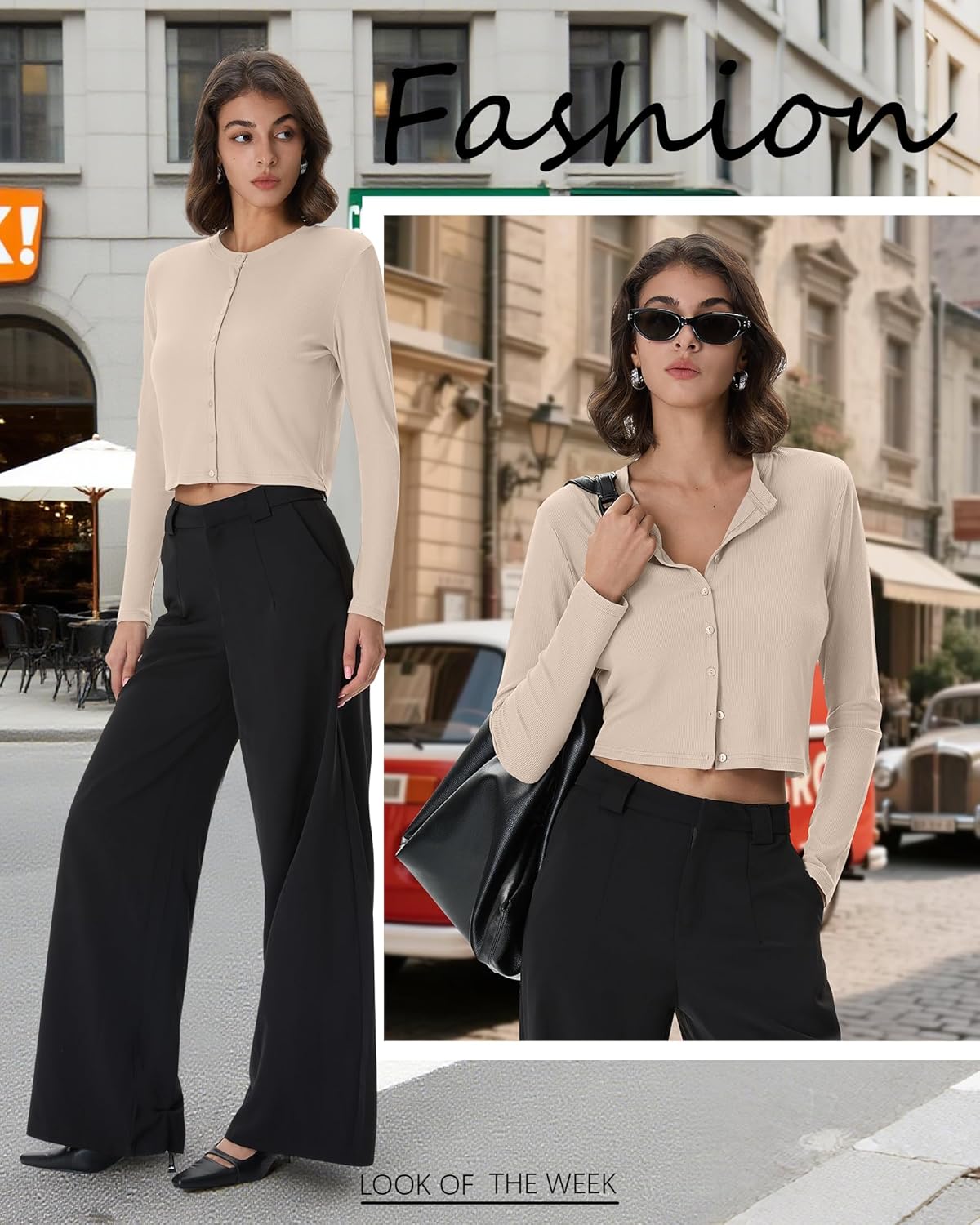 Neer Women's Cropped Cardigan Cotton Ribbed Knit Long Sleeve Top Crew Neck Cardigan Open Front Button Down Shirt - Image 6