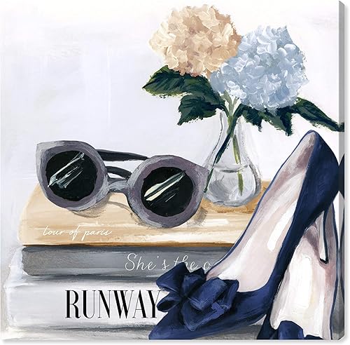 Wynwood Studio Lienzo decorativo para pared con texto en inglés Her Collection, decoración del hogar, 20 x 20 pulgadas, color azul, blanco