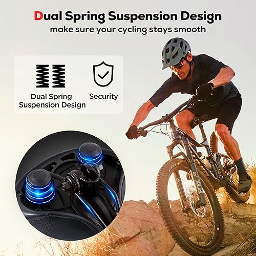 Miniatura 5 de IPOW Asiento de bicicleta cómodo para mujeres u hombres, repuesto de silla de bicicleta acolchado suave de espuma viscoelástica de alta densidad con