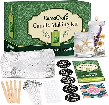 Clear Gel Wax for Candle Making - 1.1LB 500g Transparent Jelly Candle Wax with Wicks, Wick Stickers & Holders - Non-Toxic, Unscented DIY Gel Wax for Beginners & Crafters
