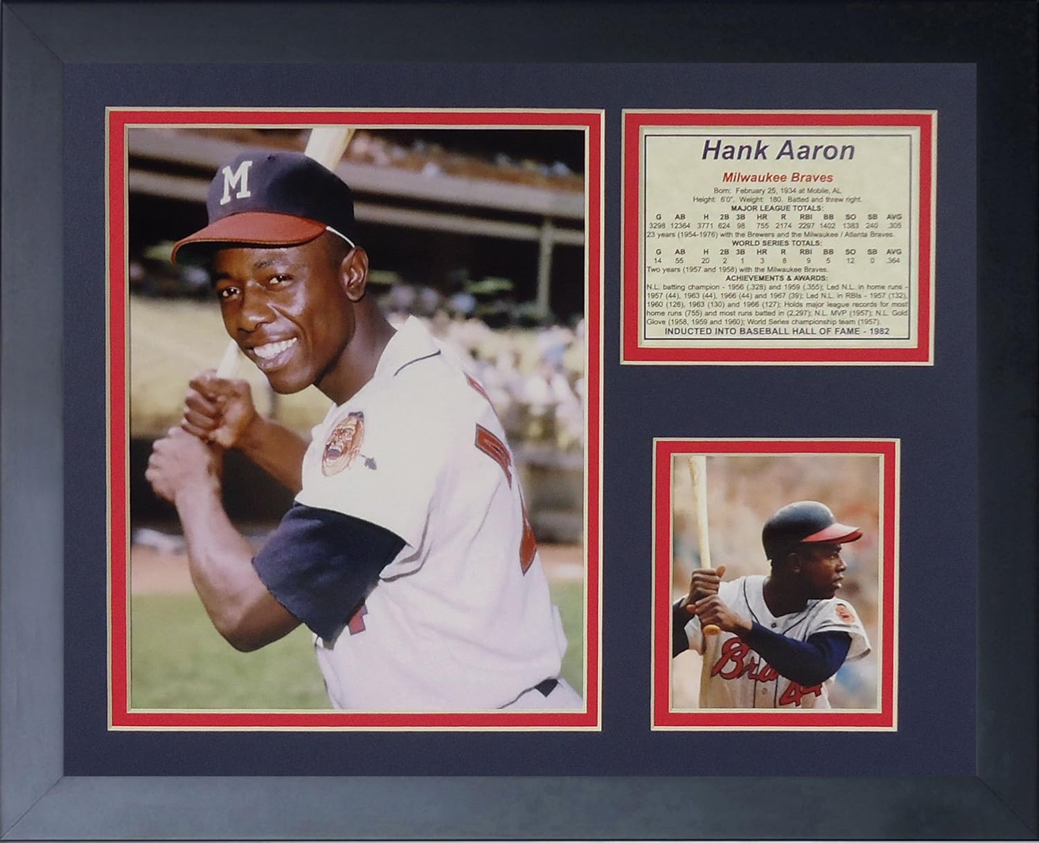 Legends Never Die "Hank Aaron Young Framed Photo Collage, 11 x 14-Inch, (11175U)