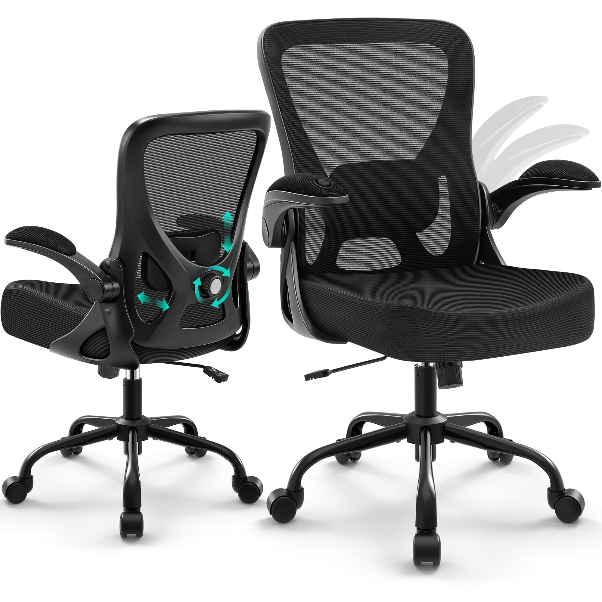 AreShark Office Chair - Ergonomic Breathable Mesh Desk Chair with Adjustable Lumbar Support and Flip-up Armrests - Executive High Back Rolling Swivel