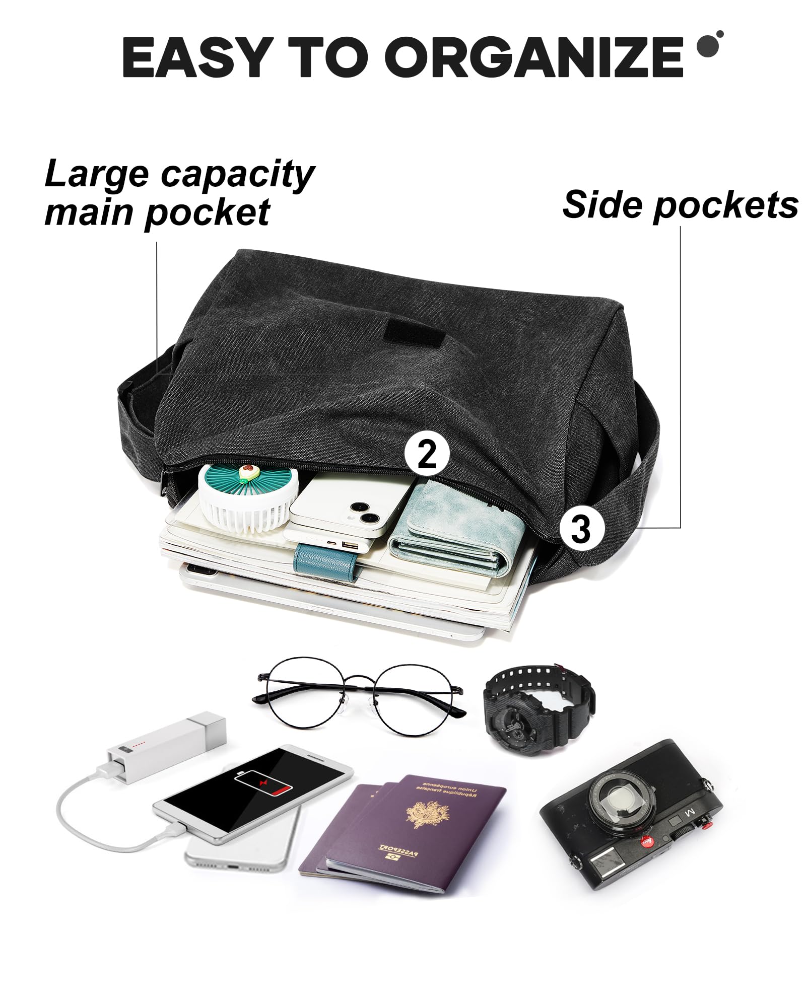 Umhängetaschen Herren aus Canvas, Vintage Canvas Messenger Bag, Laptoptasche 15.6 Zoll Arbeitstasche Herren, Lehrertasche Herren Tasche Männer