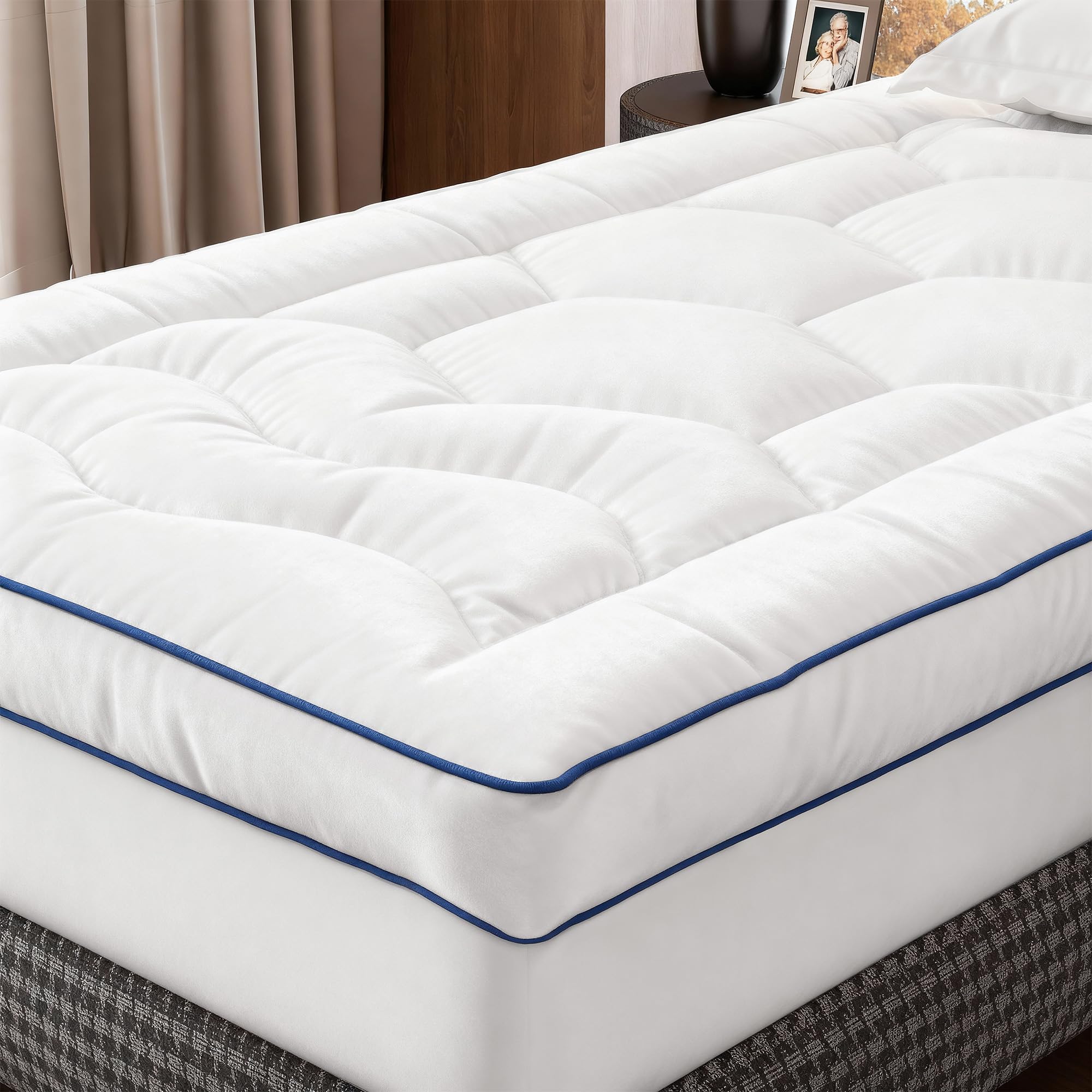 Microfibre Surmatelas 90x200x8cm, Protege Matelas Doux, Surmatelas Matelassé pour Matelas Durs, Ressorts de Boîte, Lits D'invités et Canapés, Garnissage 1000g, Idéal pour 1 Personnes