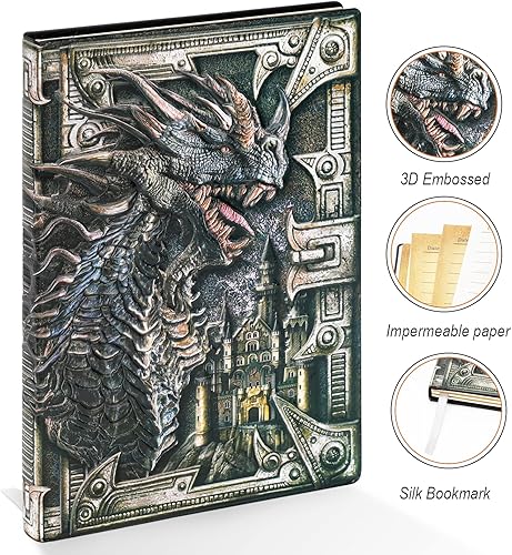 Miniatura 9 de Cuaderno de escritura 3D Dragon DND, libro de cuero de fantasía D&D, para regalos de mazmorras y dragones, accesorios para amantes del RPG, 200