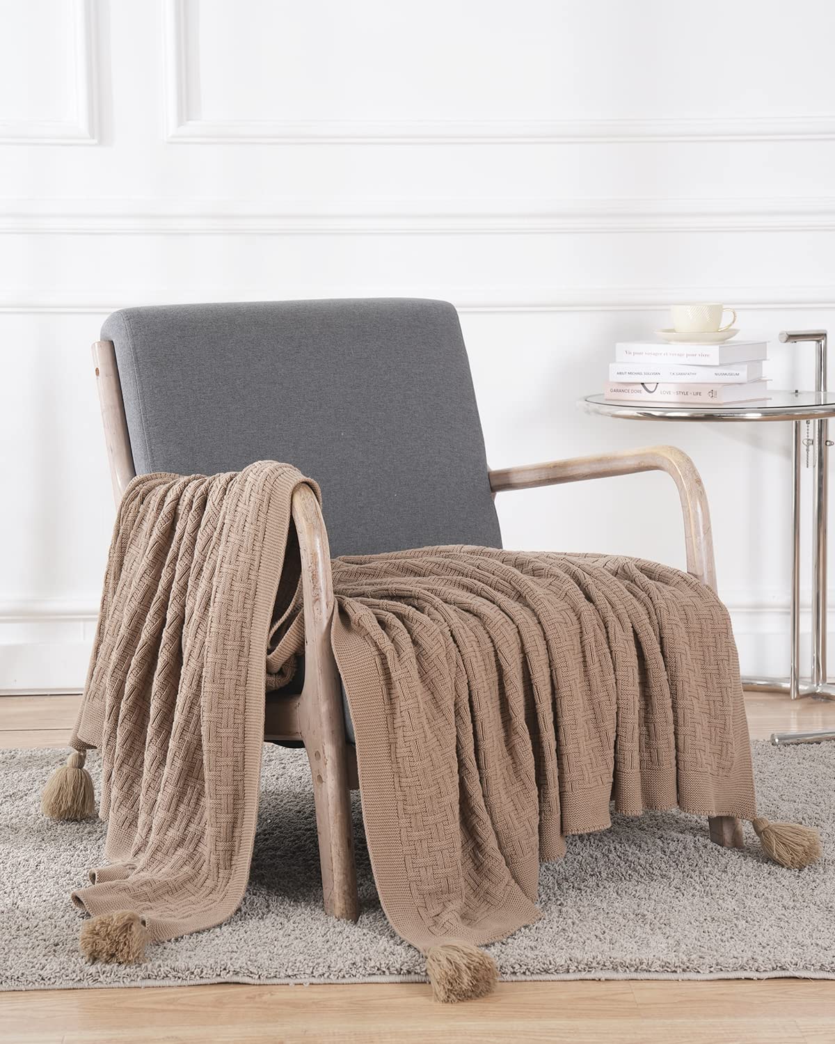 Amazon｜MsteaBenagoかぎ針編み厚手ニットブランケット、100%コットン