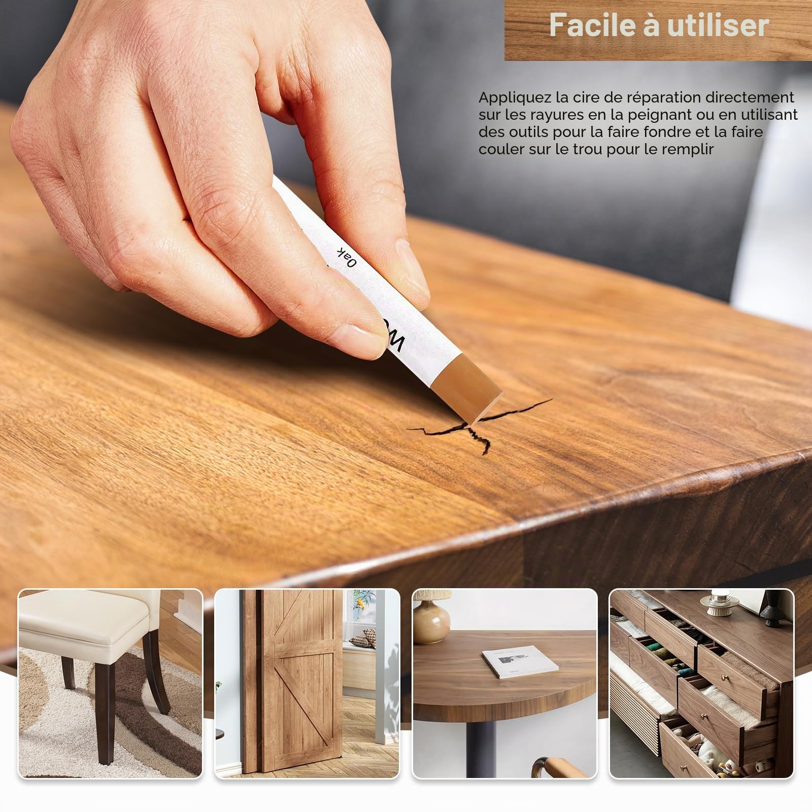 Kit de crayons de cire pour réparation de meubles, bâton de mastic, marqueurs de retouche multi-surfaces