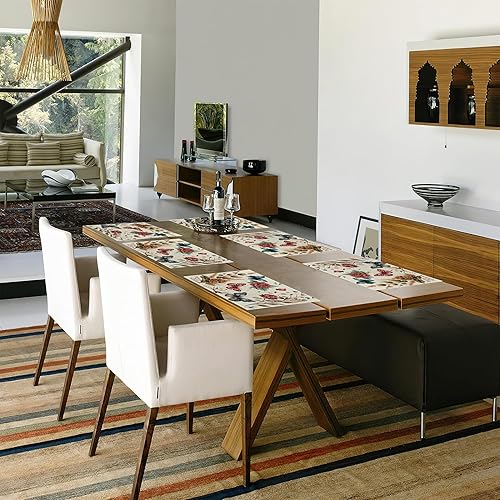 Miniatura 7 de Juego de 6 manteles individuales vintage con diseño de mariposas y flores, 12 x 18 pulgadas, impermeables, resistentes a las manchas, para verano,