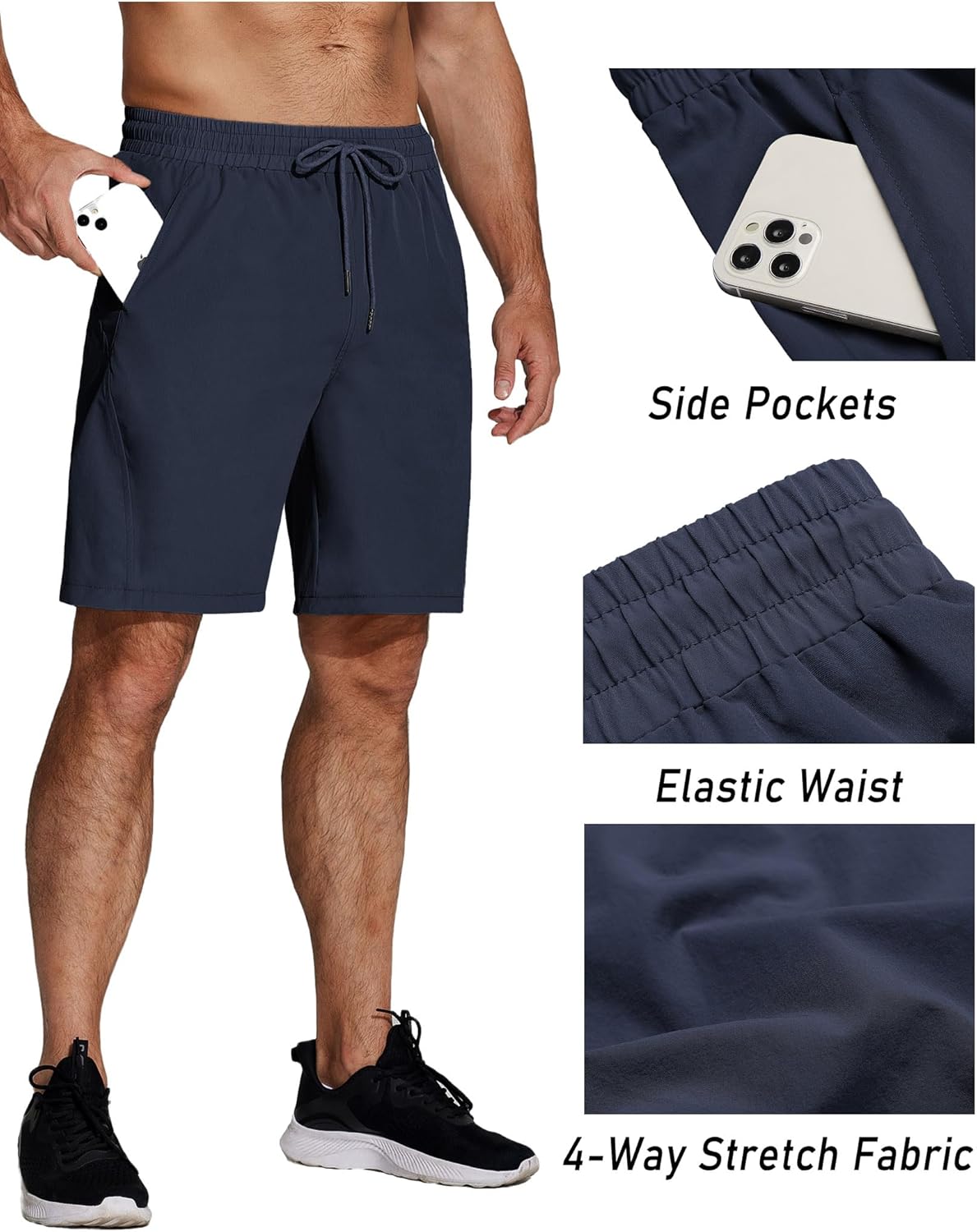 COOFANDY Men's Running Athletic Shorts 9" Gym Workout Lightweight Elastic Waist Sports Shorts - Image 5