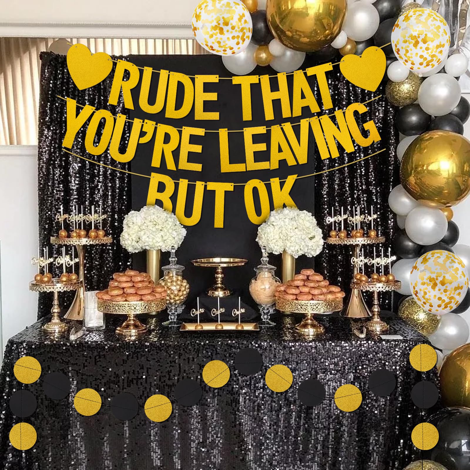 Rude That You're Leaving But OK Banner Funny Leaving Decorations for Colleagues Retirement Party Decoration Glitter Garland Balloons Banner Office Coworker Goodbye Party Leaving Job Decorations - Image 4