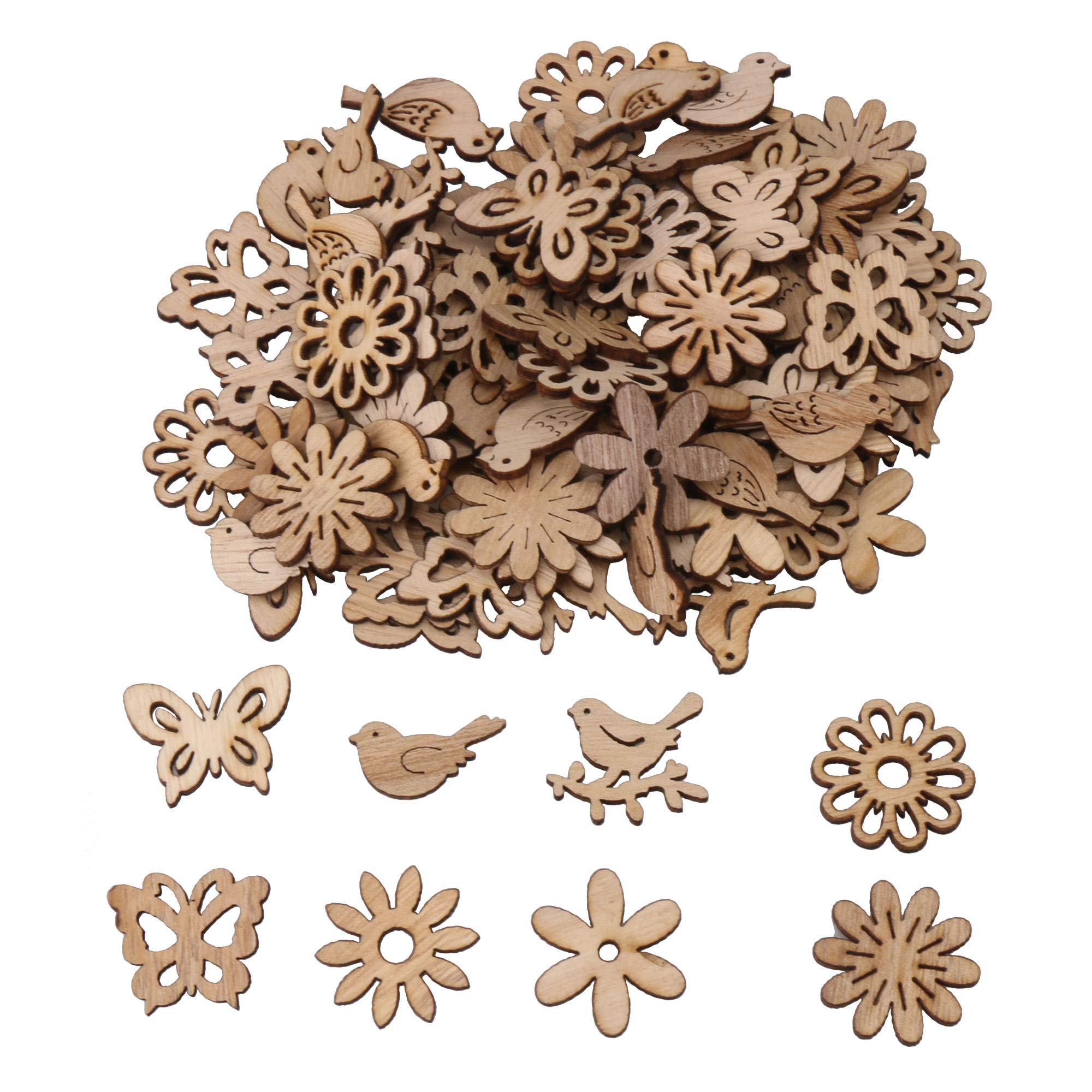 Décorations en bois pour loisirs créatifs enfants : lot 100 pièces pour s'amuser en famille