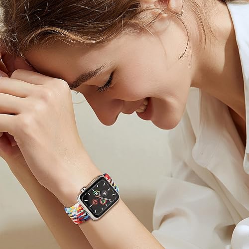 Miniatura 8 de Stretchy Braided Solo Loop Compatible for Apple Watch Bands 49mm 46mm 45mm 44mm 42mm 41mm 40mm 38mm Women Men, Adjustable Nylon Elastic Sport Straps