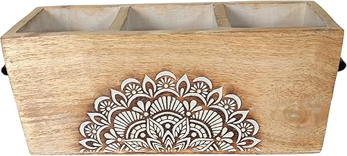 Miniatura 4 de VANIYA CRAFTS R - Cubertería de madera tallada hecha a mano para servilletas, cucharas, tenedores, pañuelos, cuchillos (acabado blanco natural)