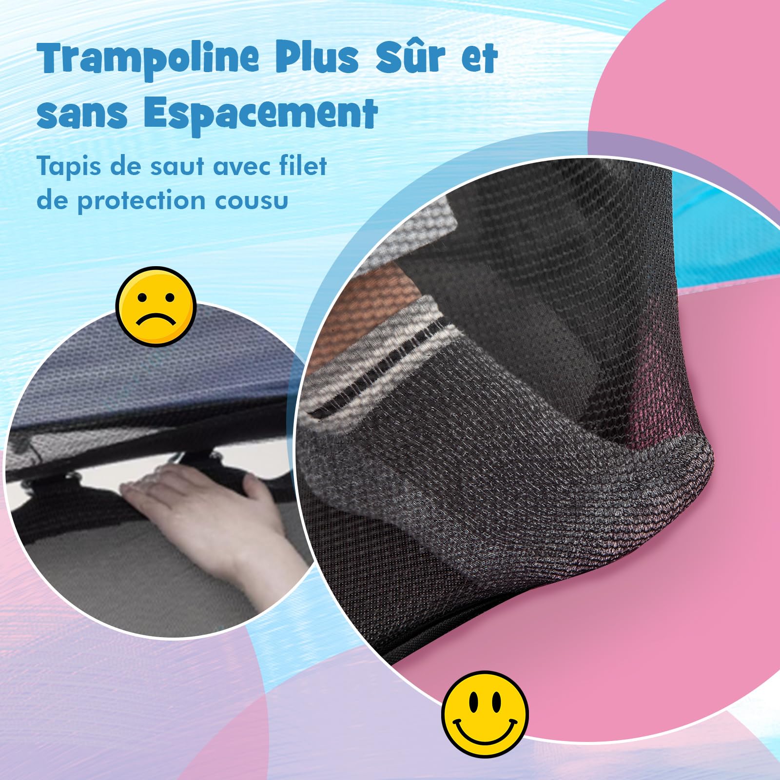 COSTWAY Trampoline Extérieur Enfants Ø165 CM avec Filet de Sécurité, Trampoline Enfants avec Cadre en Acier & 6 Poteaux Recouvert de Mousse, Charge Max 135kg pour Garçon et Fille…