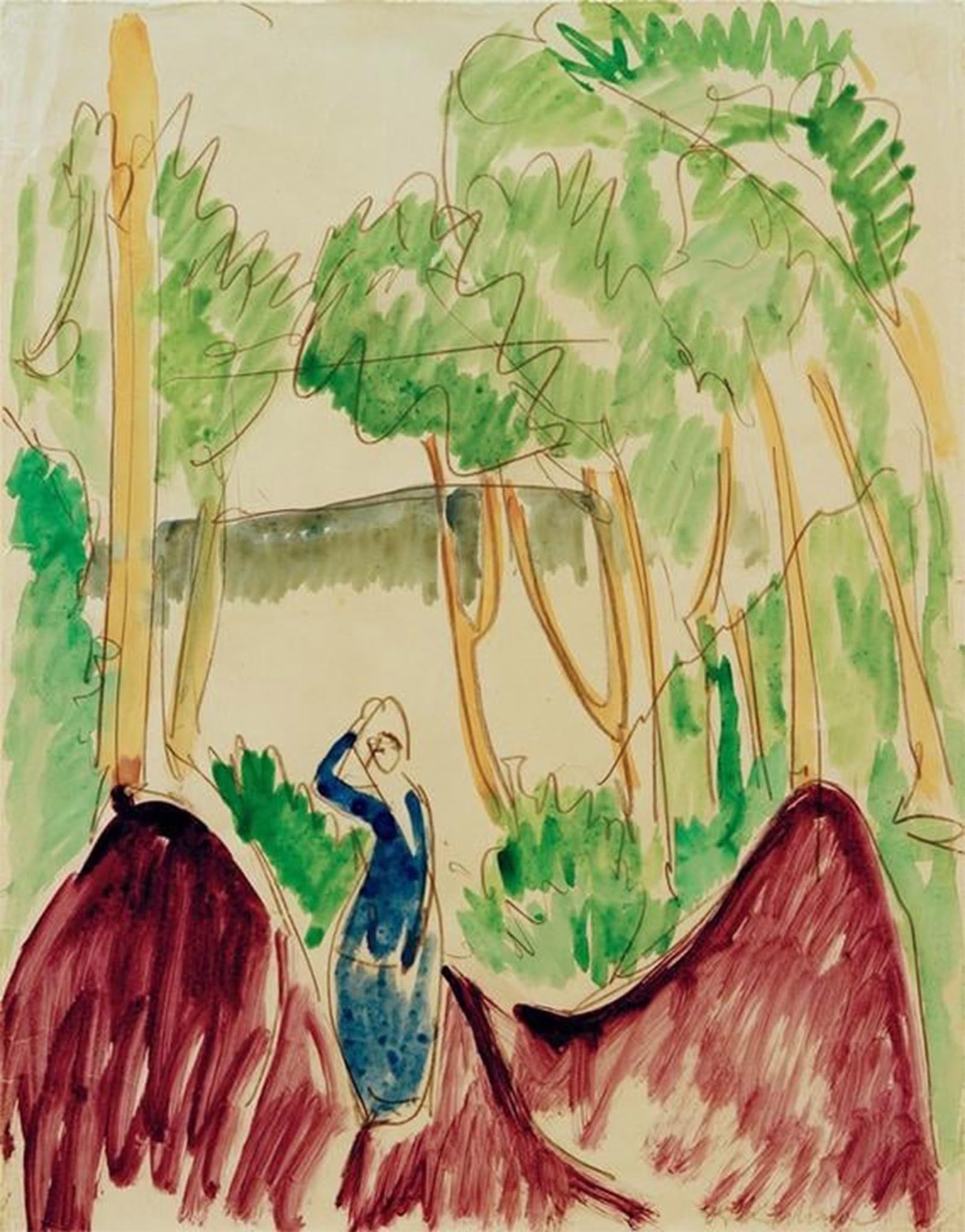 ARTXLXXBN Famous Painting Canvas Artwork Graffiti Print Bathhouse Near Dresden by Ernst Ludwig Kirchner Portrait Canvas Image for Home Decor 60x90cm