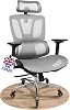 MELOKEA Ergonomic Office Chair – High Back Adaptive Support, Adjustable Seat Depth & 4D Armrests, 4 Recline Angles, Quiet Rubber Casters Gaming Chair, Grey