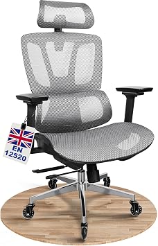 MELOKEA Ergonomic Office Chair   High Back Adaptive Support, Adjustable Seat Depth & 4D Armrests, 4 Recline Angles, Quiet Rubber Casters Gaming Chair, Grey
