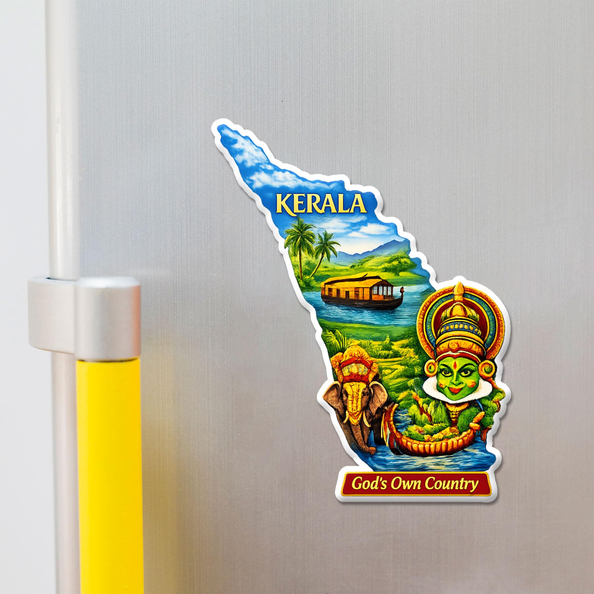 Kerala Fridge Magnet - God's Own Country Design -4