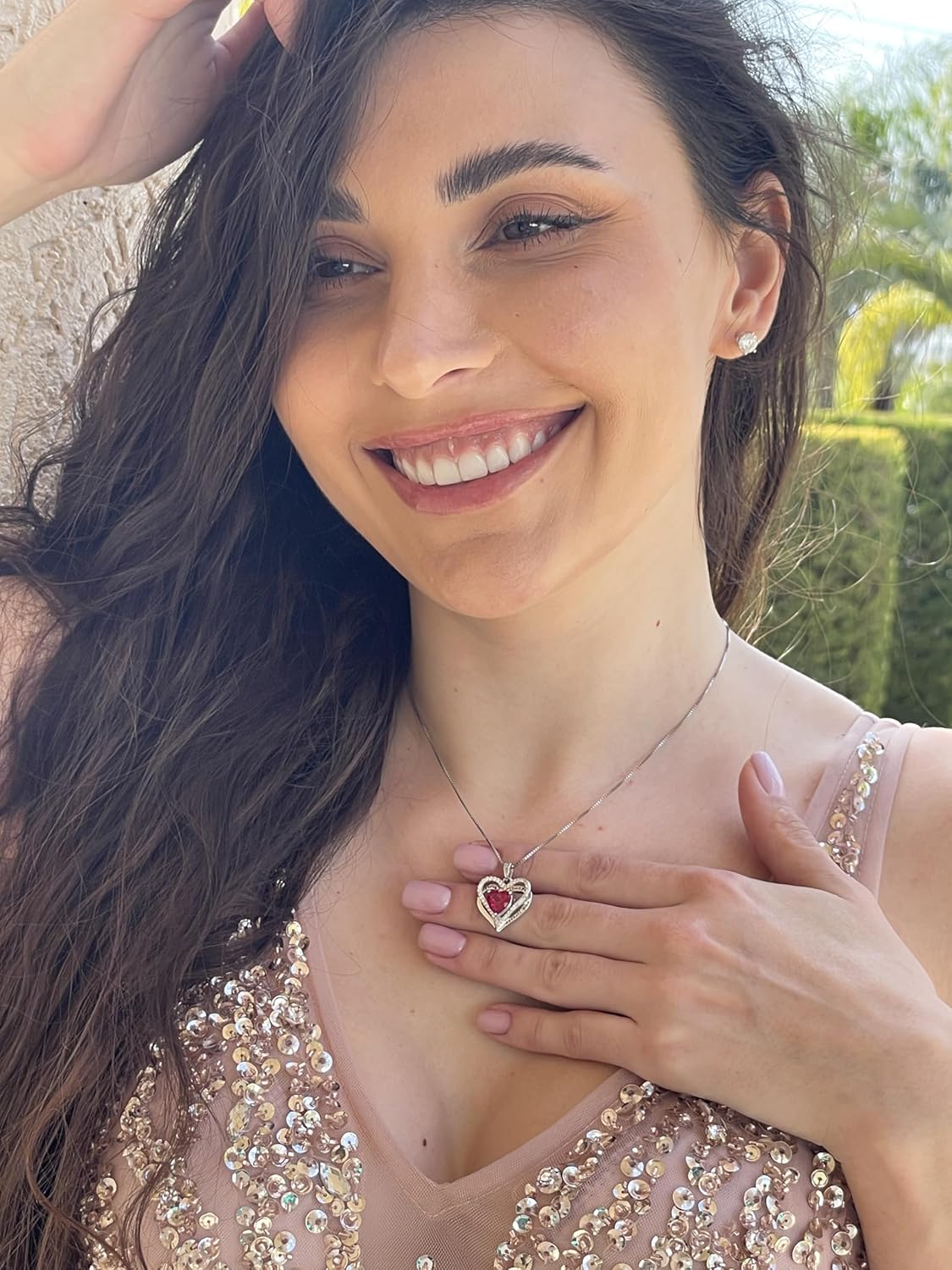 2ct Certified Heart Natural Ruby Necklace Pendant Love Heart Diamond Jewelry 18kt White GOLD Sterling Silver " I love you" Diamond Necklaces for Daughter 40th Birthday wife gift for Valentine 3.2ctw - Image 2