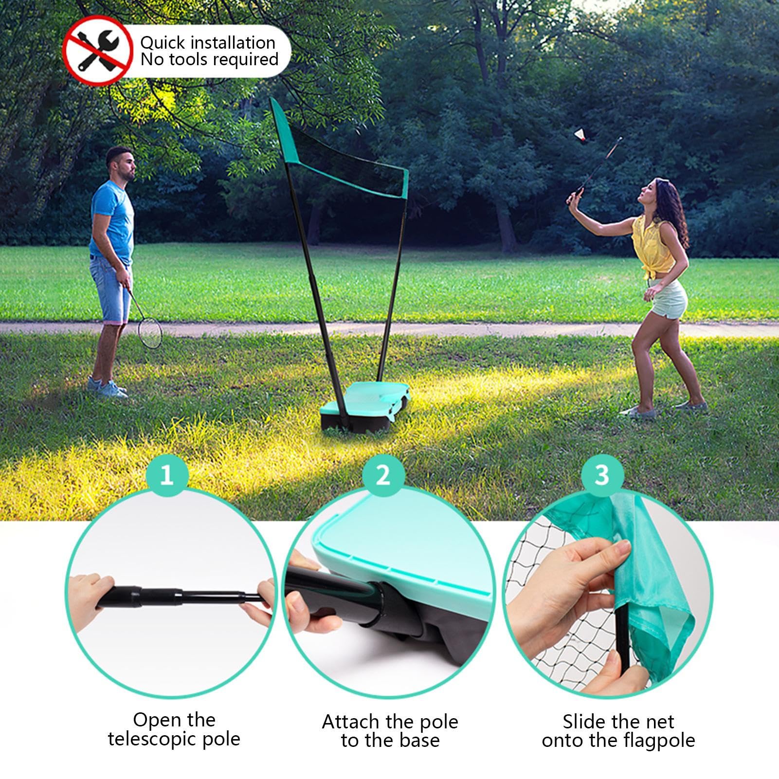 Rete da Badminton con Supporto Attrezzatura Outdoor con Base di Ricarico