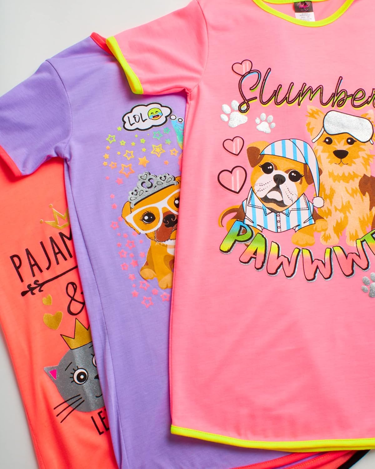 Angel Face Girls Nightgowns - 3 Pack Soft Short Sleeve Nightgown Girls Pajamas - Cozy Cute Sleep Dress Pajamas - Image 3