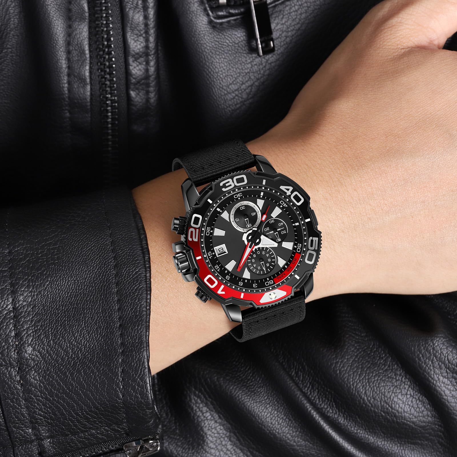 Montre militaire étanche pour homme avec calendrier et aiguille lumineuse