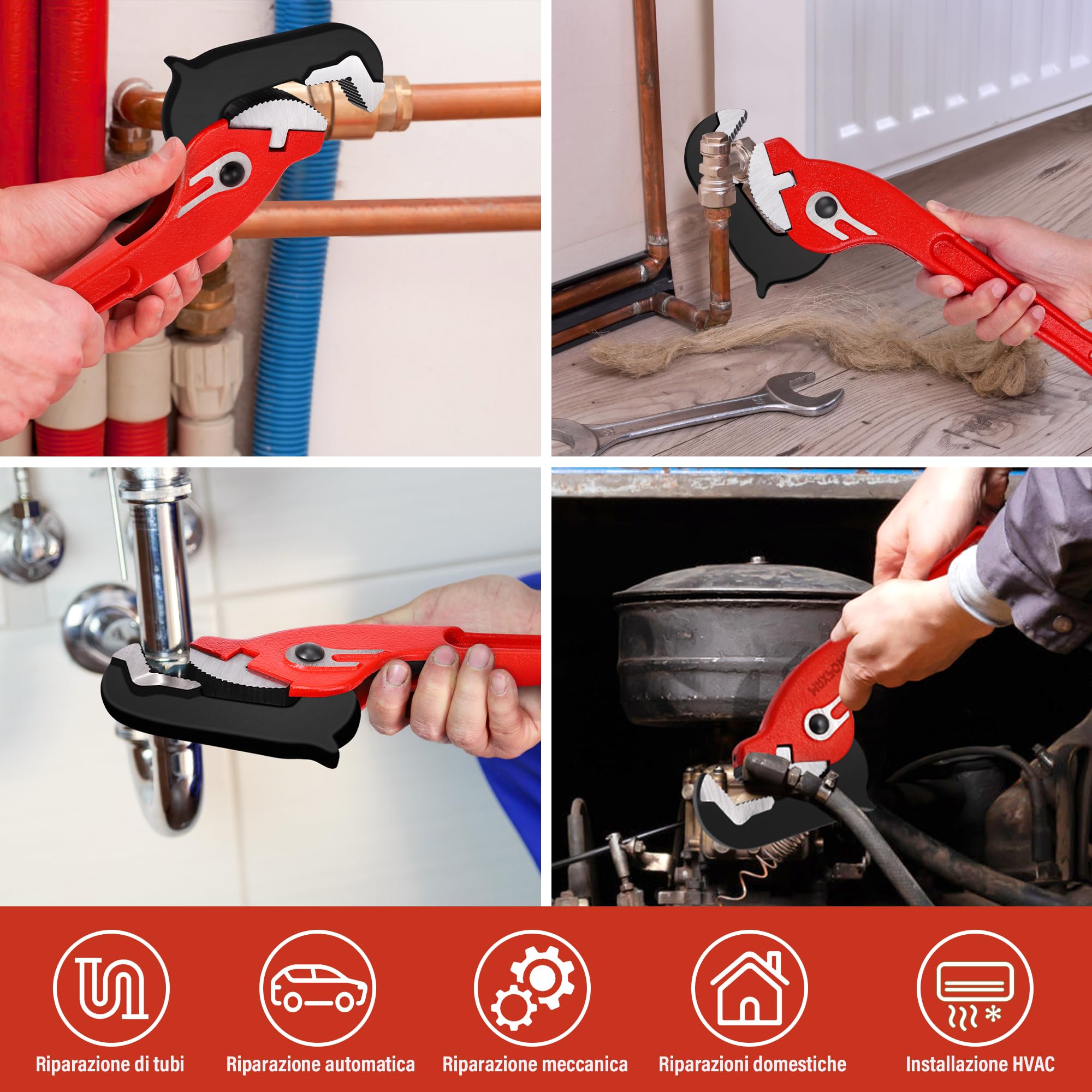 MaxPower Chiave per Tubi con RapidGrip CrV, Chiave Stillson da 350 mm, Giratubi con Apertura Massima 54 mm, Chiave per Tubo Uso con Una Sola Mano